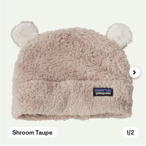 Patagonia Baby Furry Friends Fleece Hat in “Shroom Taupe”
