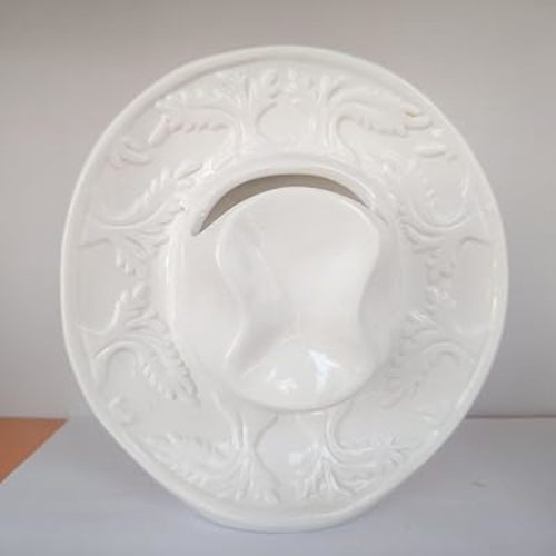 Vase White Hanging Vase, Ceramic Cowboy Hat Wall Plant Holder, Unique Modern 3D Wall Art Decoration