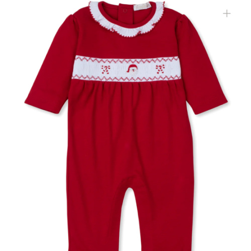 CLB Holiday Medley 24 Red Hand Smocked Santa Footie