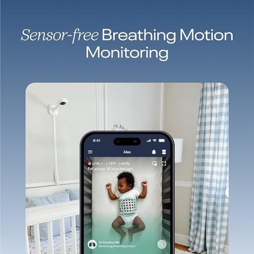 Nanit Pro Smart Baby Monitor & Wall Mount – 1080p Secure Wi-Fi Video Camera, Sensor-Free Sleep & Breathing Motion Tracker, 2-Way Audio, Sound & Motion Alerts, Night Vision, and Breathing Band - White - Pro Camera & Wall Mount