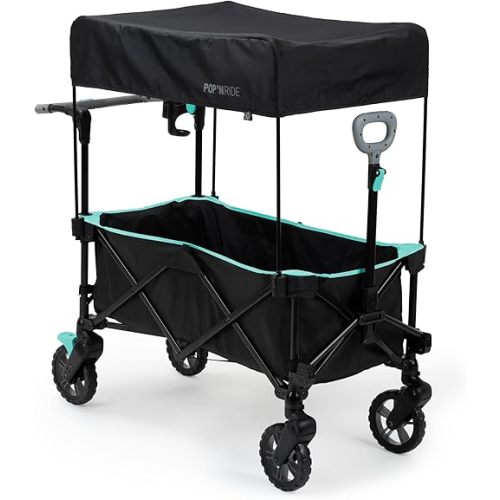 Summer by Ingenuity Pop 'N Ride Lightweight Stroller Wagon - Face-to-Face Seats for 2 with 3-Point Harnesses & Sun Canopy