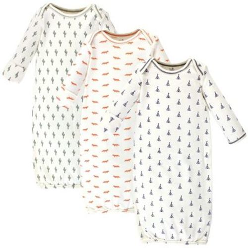 Touched By Nature Baby Organic Cotton Long-sleeve Gowns 3pk, Prints, 0-6 Months