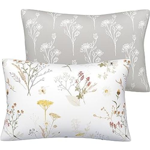 Pobibaby - 2 Pack Premium Toddler Pillowcase - Ultra Soft Jersey Knit - Crib Pillow, Kids Pillow, Travel Pillow Case Cover (Wildflower)