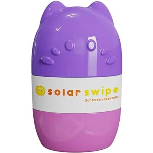 Solar Swipe Sunscreen Applicator - For Kids and Adults, Portable, Washable, Easy on the Go Sunscreen Application for Any Age and Skin (Purple Pink)