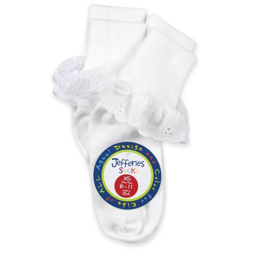 Jefferies Socks Girls Sisters Eyelet Lace Socks 2 Pair Pack