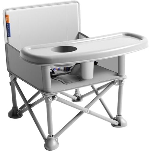 Portable Travel Booster Seat with Tray (Gray)