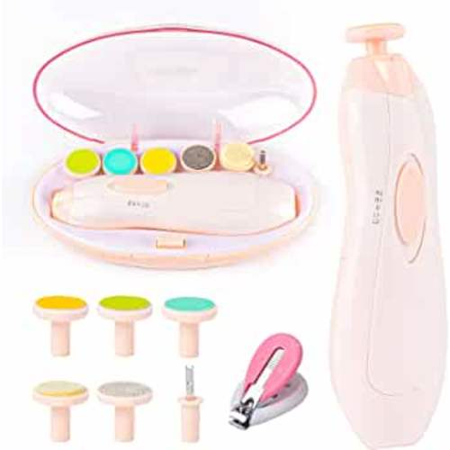 Baby Nail Filer and Baby Nail Clippers with Light Set, Lupantte Electric Infant Nail Trimmer Kit, for Newborn Toddler Kids Toes and Fingernails, Polish and Trim