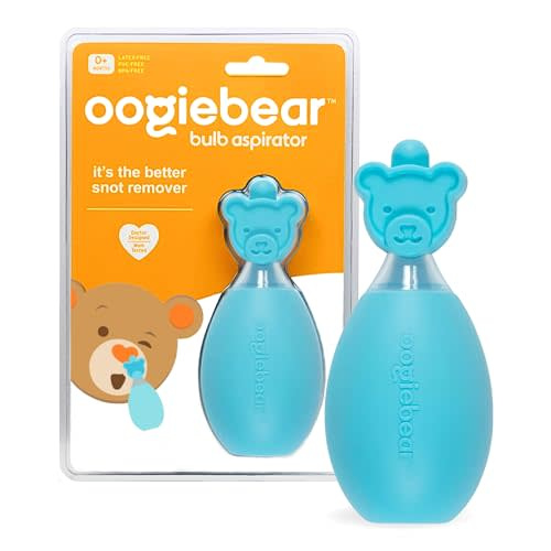 oogiebear: Baby Nasal Aspirator - Safe Booger & Earwax Remover for Newborns, Infants, Toddlers - Better Syringe, Airtight Suction, Nose Sucker - Essential Baby Stuff, Diaper Bag Must-Haves, Blue