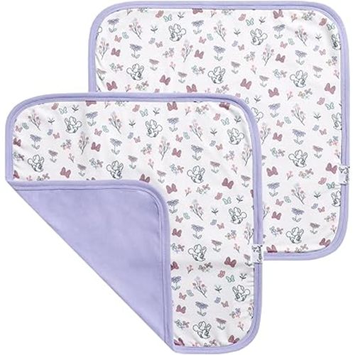 Copper Pearl 3-Layer Knit Security Blanket Set Sized 16" x 16" 2-Pack Minnie Mouse's Bowquet