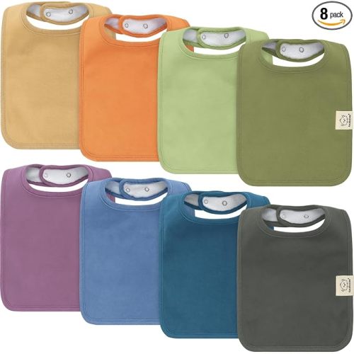 KeaBabies 8-Pack Organic Baby Bibs for Boys, Girls - Super Absorbent Cotton Drool Bibs for Baby Girl & Boy, Teething Toddler, Drooling Newborn, Ultra Soft & Machine Washable (Cruise)