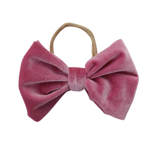 Velvet Bow Headband - Rosy Pink