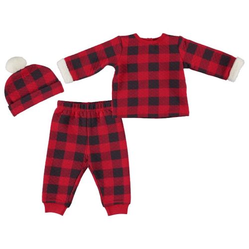 Chick Pea Baby Gender Neutral Clothes Toddler And Infant Pajama Set Long Sleeve Matching Combos 3 Pack Holiday Winter Red Plad 0-3m