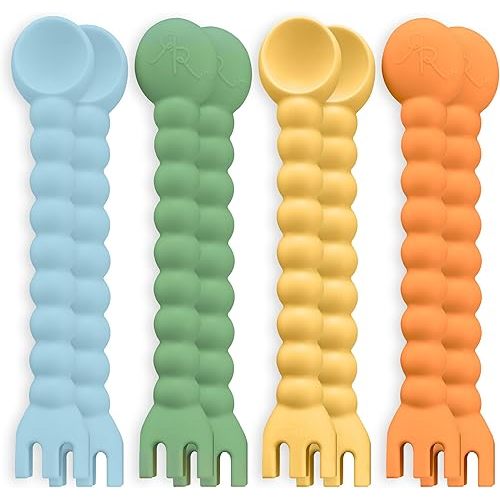 Ryan & Rose Cutie Tensils Baby Spoon and Fork (Rocket, 8 Pack)