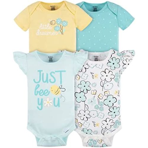 Gerber baby-girls 4-pack Short Sleeve Onesies Bodysuits