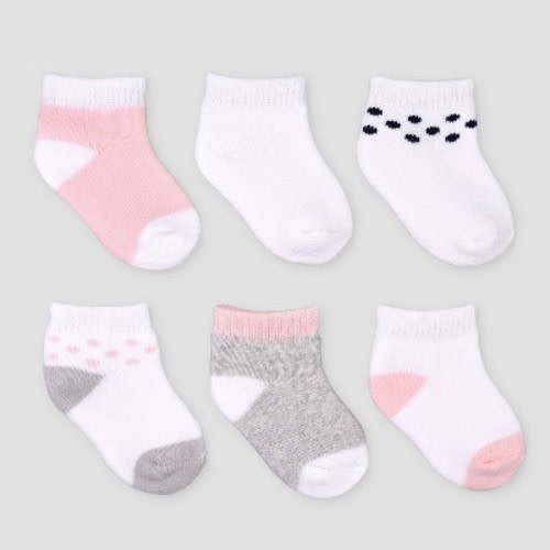 Carter's Just One You® Baby Girls' 6pk Basic Ankle Terry Socks - Pink/gray 0-3m