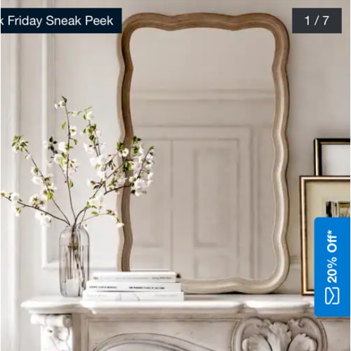 COZAYH Curved Scallop Wood Frame Accent Mirror