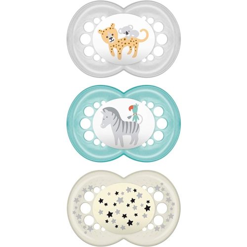 MAM Original Day & Night Baby Pacifier, Nipple Shape Helps Promote Healthy Oral Development, Glows in The Dark, 3 Pack, 6-16 Months, Boy,3 Count (Pack of 1)