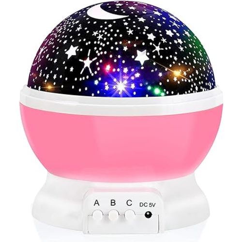 Night Light for Kids, Votozi Kids Night Light, Star Night Light, Moon and Star Projector 360 Degree Rotation - 4 LED Bulbs 9 Light Color Changing with USB Cable, Unique Gift for Men Women Children