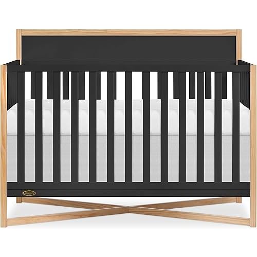 Dream On Me Owen 5-in-1 Convertible Full-Size Baby Crib in Matte Black, GreenGuard Gold & JPMA, Converts to Toddler, Day, & Full-Size Bed, Non-Toxic Paint, Safe Sleep Environment