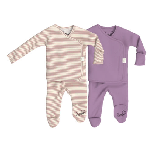 Baby Bundle Footie - Berry Twist + Fig Twin Pack – Bonsie Skin to Skin Babywear