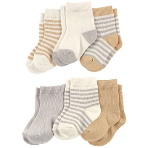 Touched By Nature Baby Unisex Organic Cotton Socks, Neutral Stripes, 0-6 Months