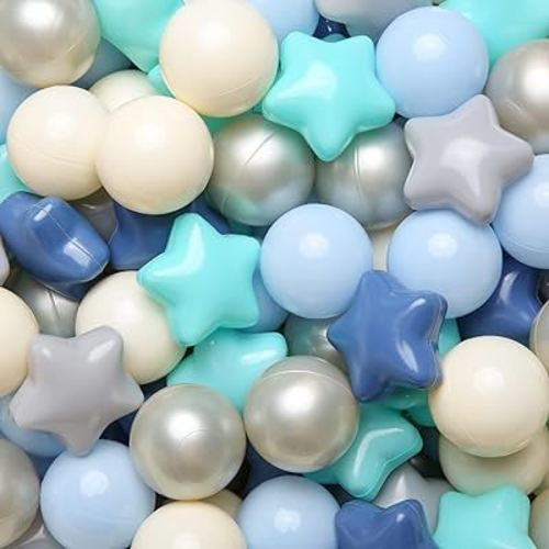 TRENDPLAY Star Ball Pit Balls 50 100 200 500 for Toddlers - Ball Pit Ball Shapes Plastic Balls for Boys Girls Ball Pit Fun, Birthday Party, Christmas Decoration