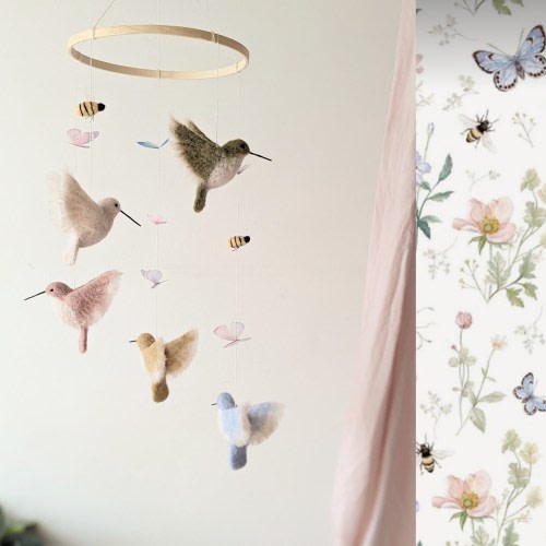 Crib mobile, Baby shower gift, Tropical baby mobile, Hummingbird mobile, Mobile, Hummingbird nursery, Baby mobile, Bird mobile for baby
