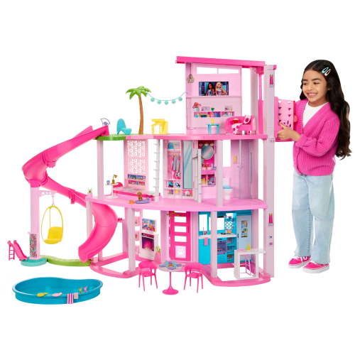 Barbie Dreamhouse Kids Playset with Slide, Deluxe Dollhouse Set, 75+ Accessories, 45in
