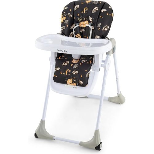 BABY JOY Convertible High Chair for Babies & Toddlers, Height Adjustable, Grow & Go High Chair w/Recline & Footrest, Removable Double Tray, Portable Baby Dinning Chair with Wheels (Forest Black)
