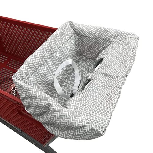 Portable Shopping Cart Cover | High Chair and Grocery Cart Covers for Babies, Kids, Infants & Toddlers ✮ Includes Free Carry Bag ✮ (Gray Chevron)