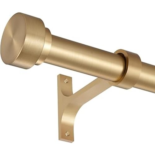 16-86 Inch Curtain rods, 1 Inch Diameter Splicing and Telescoping Structure Window Treatment Rods Set Adjustable Drapery Rods Heavy Duty Pole, Warm Gold