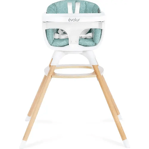 Evolur Ann Beechwood 4-in-1 Highchair | 360 Seat Rotation | Booster seat | Floor Chair | Bar Stool Chair | 5 Point Safety Harness | Blue