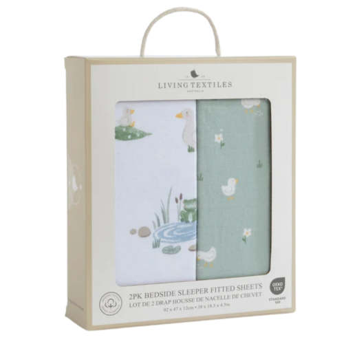 Living Textiles Bedside Sleeper Fitted Sheets 2pk Goosey Goosey – Baby Kingdom
