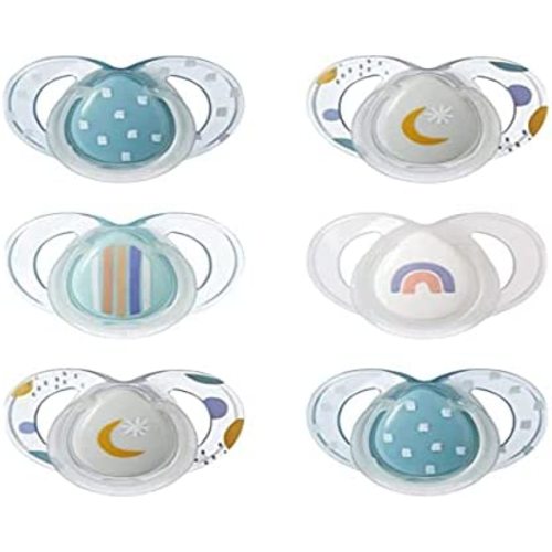 Tommee Tippee Night Time Glow in The Dark Pacifiers, Symmetrical Design, BPA-Free Silicone, 6-18m, 6 Count