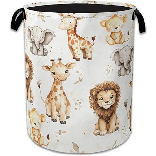 Wild Animal Forest Laundry Basket Collapsible Laundry Hamper, Oxford Cloth Storage Bin for Room/Bathroom/Bedroom/Dormitories 16" X 20.8"