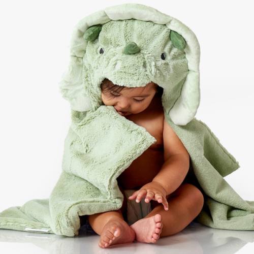 Dino Faux Fur Baby Hooded Towel