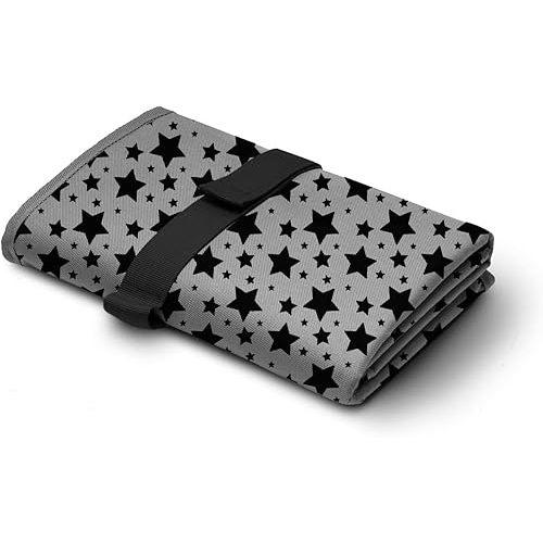 Toolik Baby Diaper Changing Pad, Extra Large (27.5 x 19.7 inch) Waterproof Mat for Stroller Walks or Diaper Bag, Fits Newborn and Toddler for Quick Change on The go (Grey, 3D Stars)