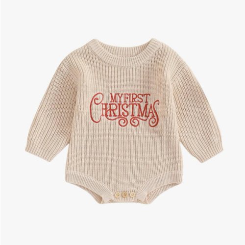 Adobabirl Baby Girl Boy Knitted Sweater Bubble Romper Long Sleeve Jumpsuit Festival Outfit Fall Winter Spring Clothes