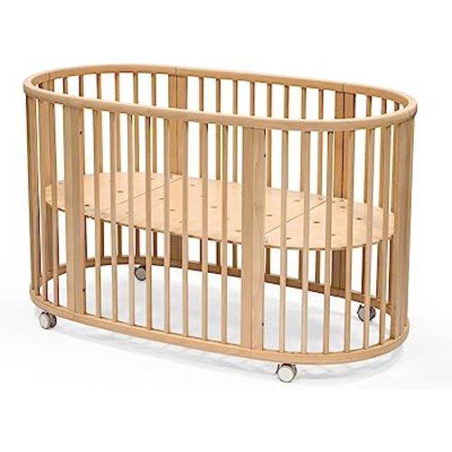Stokke Sleepi Bed, Natural - Oval Crib Suitable for Ages 0-5 Years Old - Adjustable, Stylish & Flexible - Sturdy Beech Wood Frame