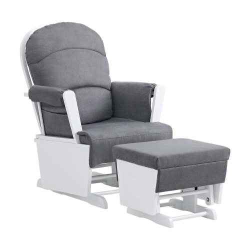 Oxford Baby Essentials Glider with Ottoman in White/Dark Grey