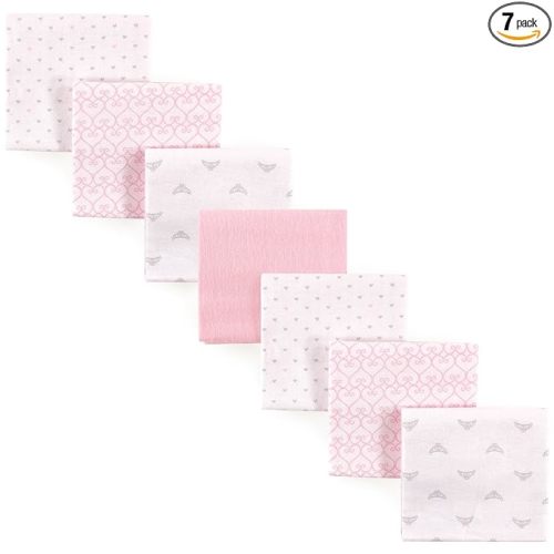 Luvable Friends Unisex Baby Cotton Flannel Receiving Blankets, Tiara 7-Pack, One Size