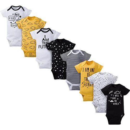 Gerber unisex-baby 8-pack Short Sleeve Onesies Bodysuits - 3-6 Months - Star