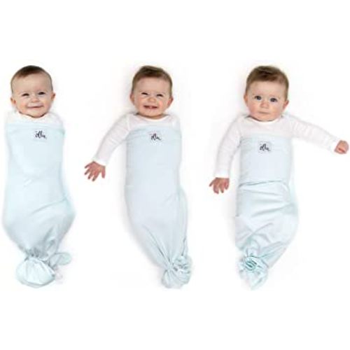 The Ollie Swaddle -- Helps to Reduce The Moro (Startle) Reflex -- Made from a Custom Designed Moisture-Wicking Material (Sky)