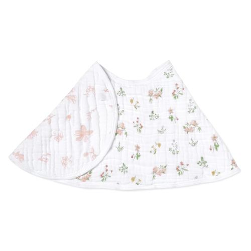 aden + anais Essentials Baby Burpy Baby Bib, 100% Cotton Muslin, Soft Absorbent 4 Layers, Multi-Use Burp Cloth and Bib, 22.5” X 11”, Single, Country Floral
