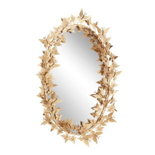 Glam Metal Butterfly Wall Mirror Gold - Olivia & May: Iron Frame, Round Shape, No Assembly Required