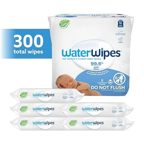 WaterWipes Sensitive+ Newborn & Baby Wipes, 3-In-1 Cleans, Cares, Protects, 99.9% Water, Unscented & Hypoallergenic, 300 Count (5 Packs)
