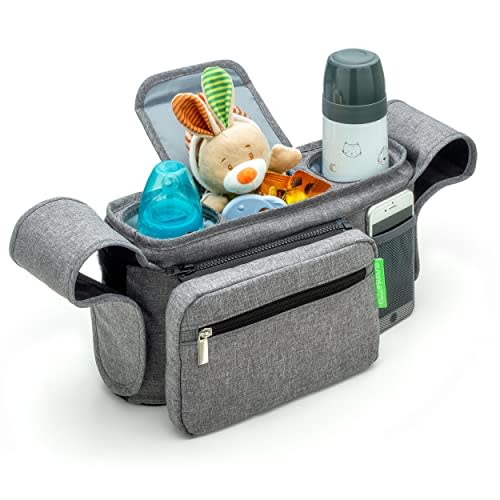 Ethan & Emma Universal Stroller Organizer - Elevate Your Experience w/Insulated Cup Holders, Diaper Storage, Secure Straps, Detachable Bag, Pockets for Phone, Keys, Toys.Smart Parenting