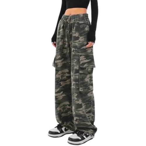 SESERAGI Cargo Pants Women Baggy Streetwear Y2K Drawstring Trousers Wide Leg Pants