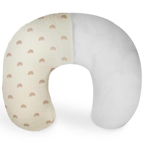 Nursing Pillow with Removable Muslin Cover,Nursing Pillows for Breastfeeding,Tummy time and Baby Sitting Support,Rainbow