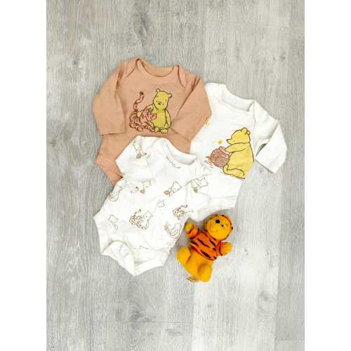 LOT of 3 Bodysuit 0-3 months newborn Winnie The Pooh print Bodysuit Kids romber Baby Romper vintage Kids Baby Bodysuit Onesie